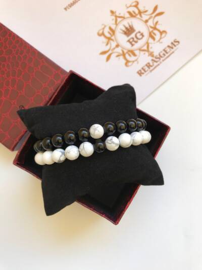 White Howlite and Black Matte Set