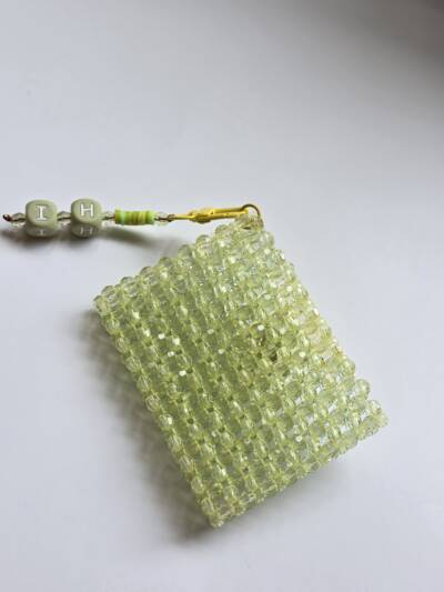Customisable Lemon green & yellow card holder - Image 2